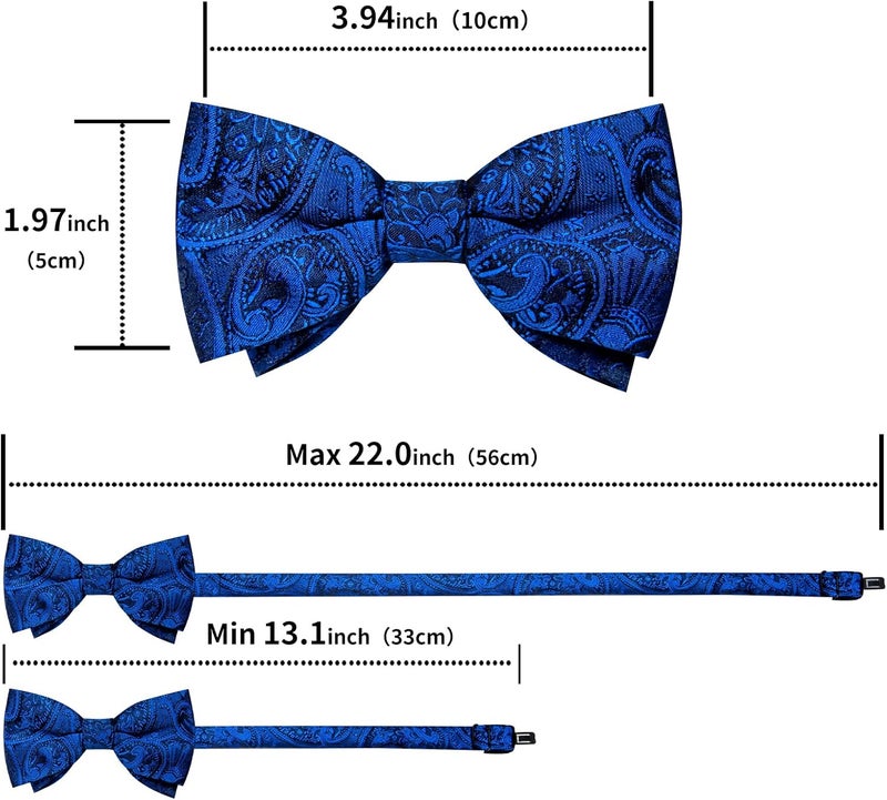 DiBanGu Boys Pre-tied Bow Tie,Silk Adjustable Bowtie and Pocket Square for Age 8-14 Kids Bowtie Wedding School Ceremony Party - Image 4